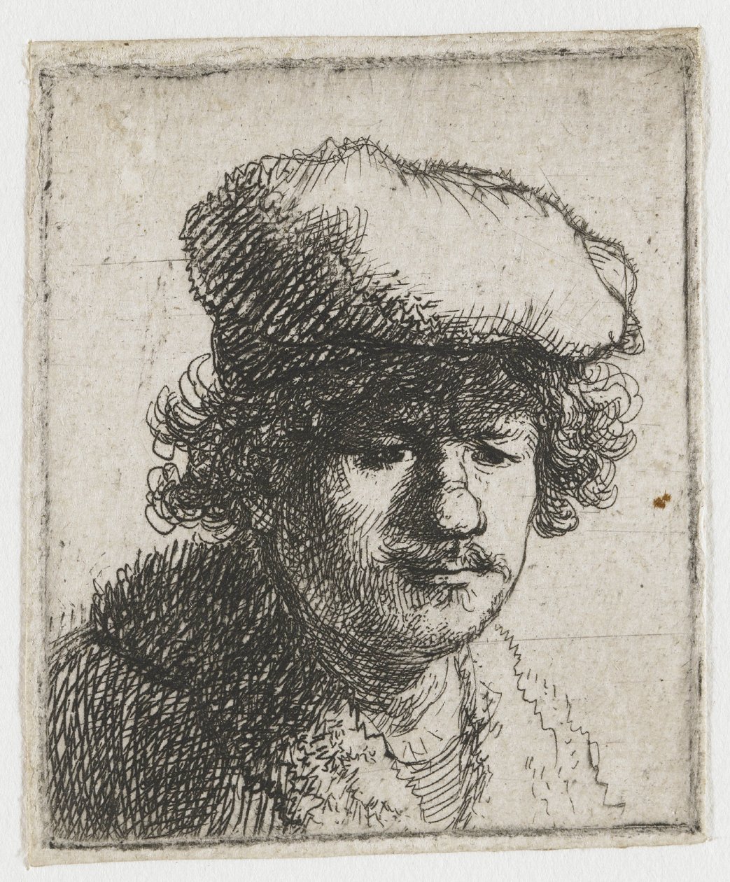 Selbstporträt mit nach vorne gezogenem Hut von Rembrandt van Rijn