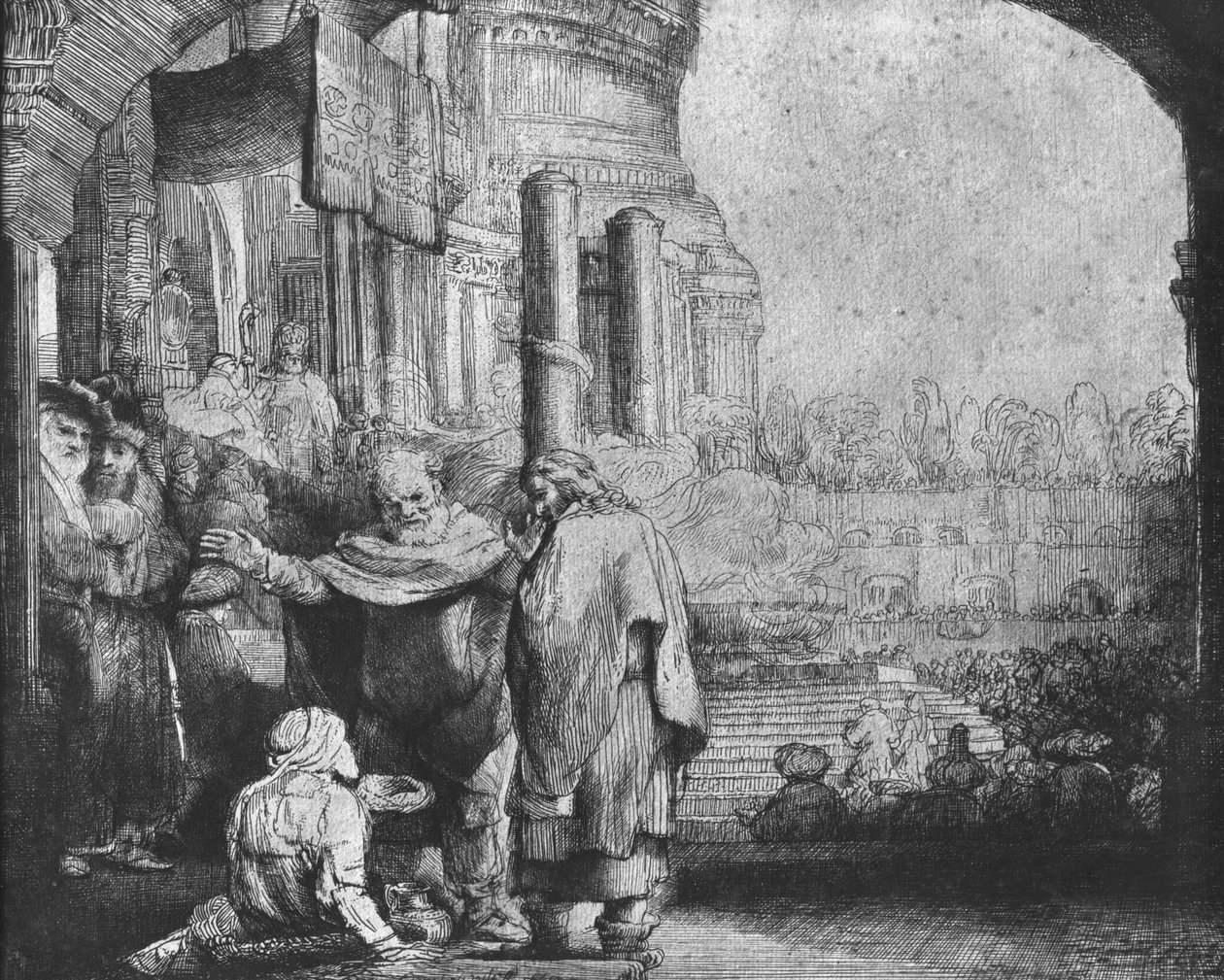 St. Peter und St. Johannes am Eingang zum Tempel, 1649 von Rembrandt van Rijn