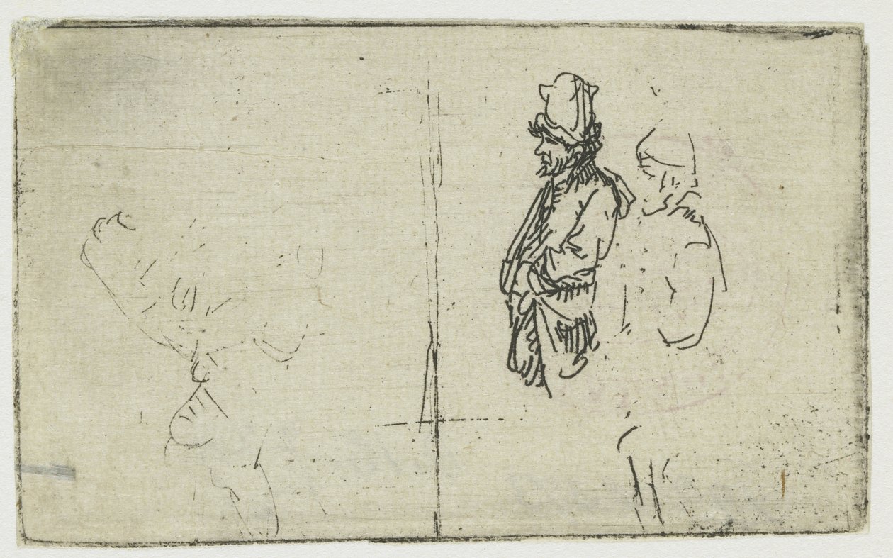 Studienblatt mit zwei Skizzen, eine von zwei Bauern von Rembrandt van Rijn