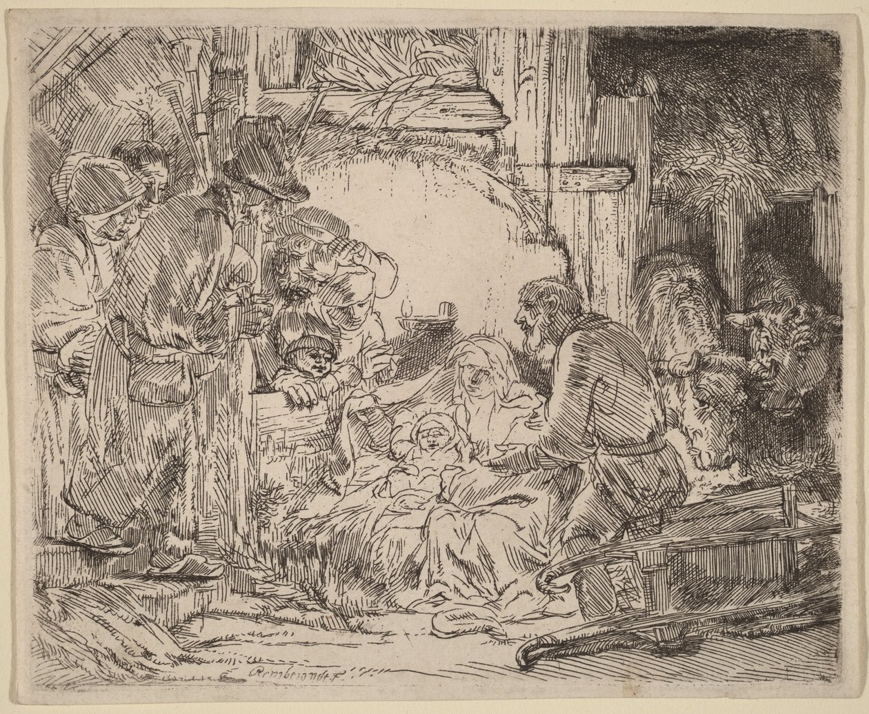 Die Anbetung der Hirten: mit der Lampe von Rembrandt van Rijn