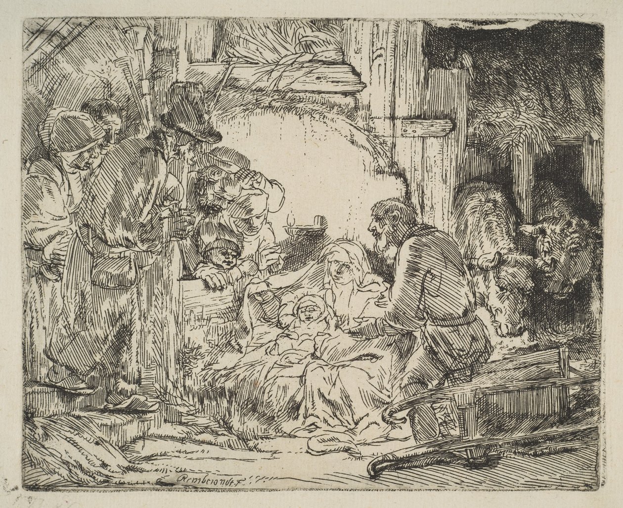 Die Anbetung der Hirten, mit der Lampe, ca. 1654 von Rembrandt van Rijn