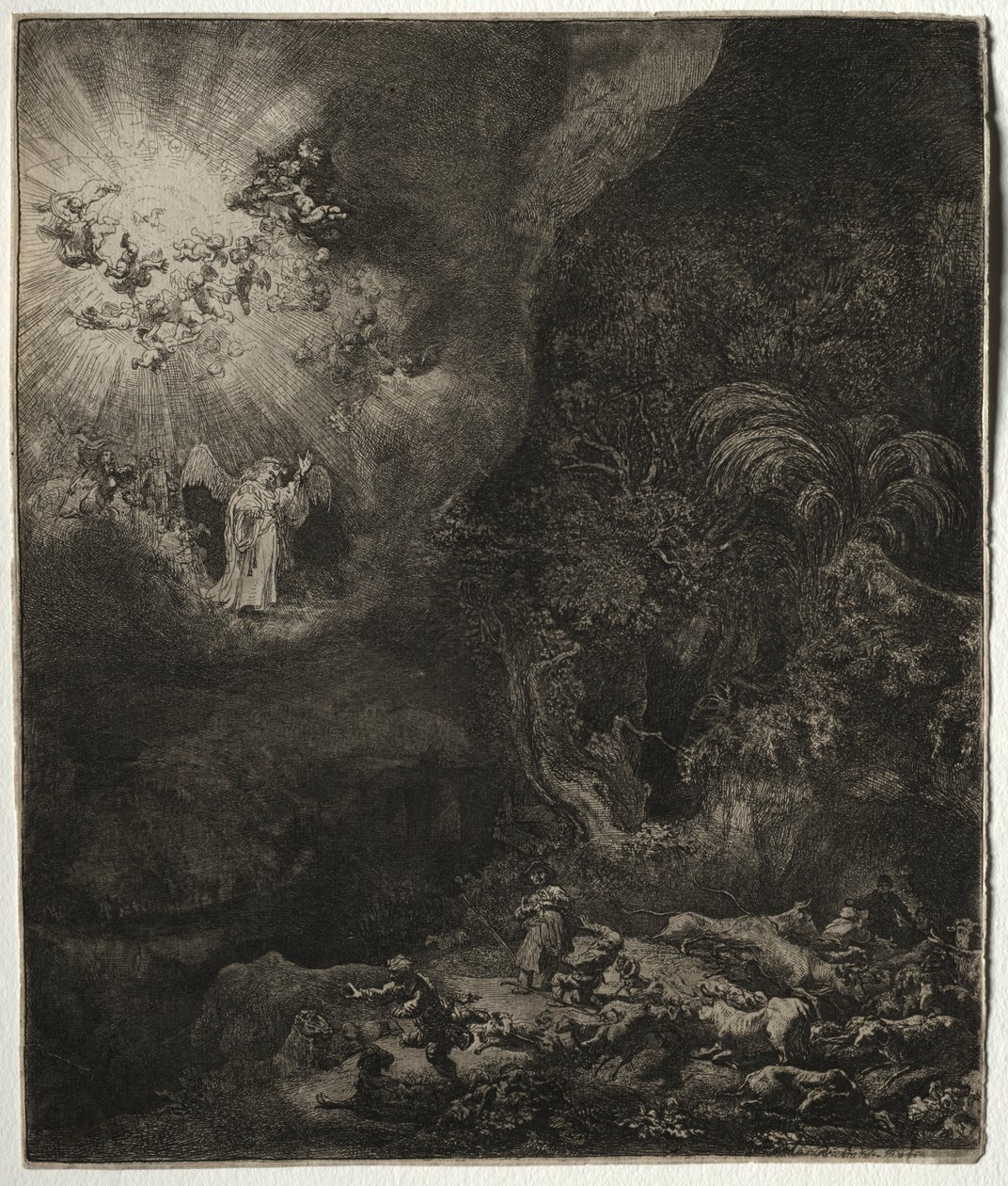 Der Engel erscheint den Hirten, 1634 von Rembrandt van Rijn