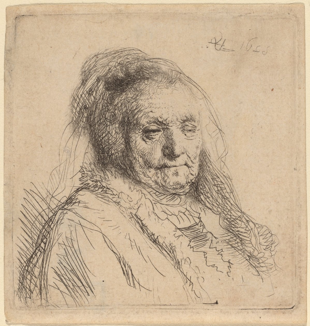 Die Mutter des Künstlers, Kopf und Büste von Rembrandt van Rijn