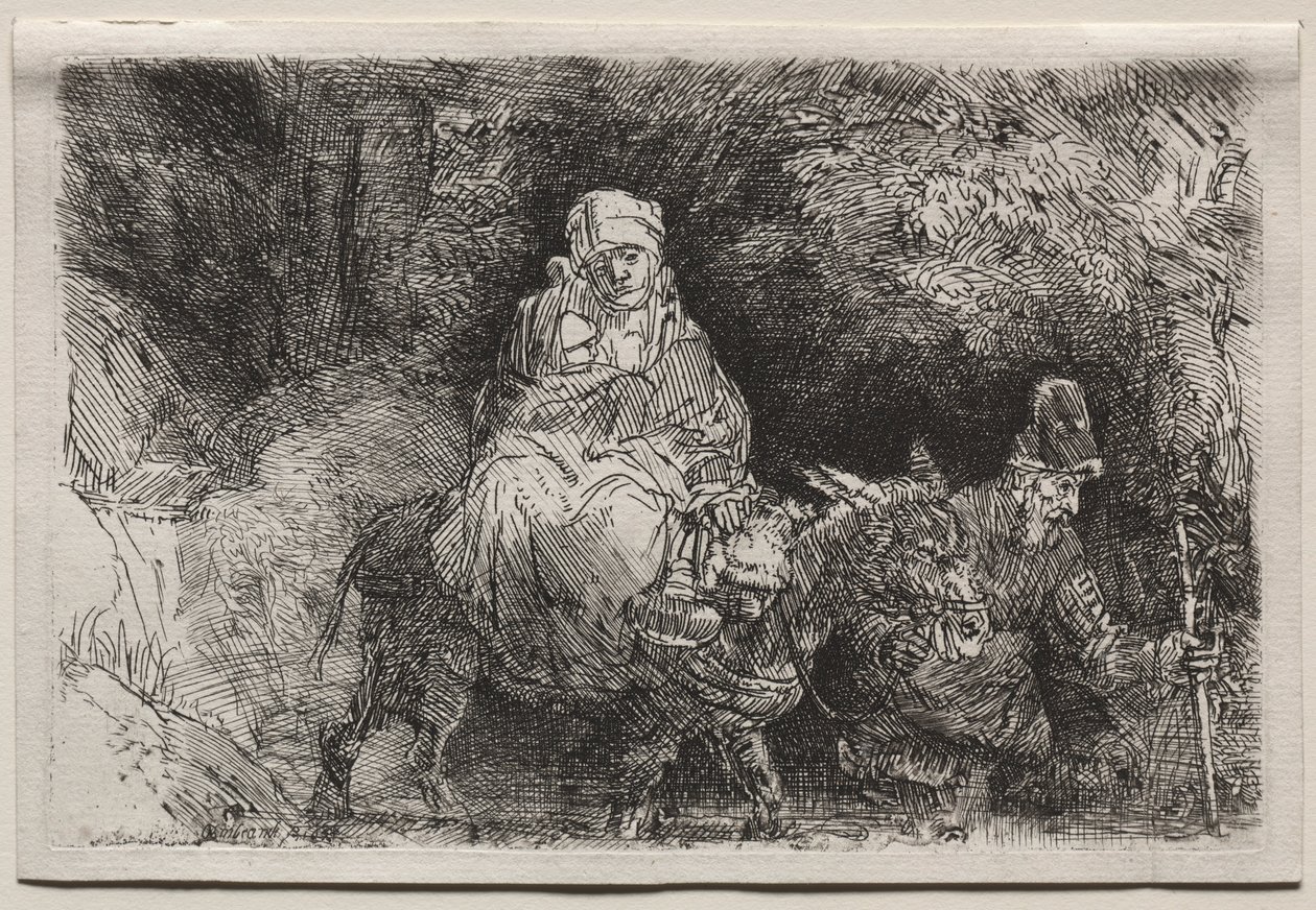 Die Flucht nach Ägypten: Überquerung eines Baches, 1654 von Rembrandt van Rijn