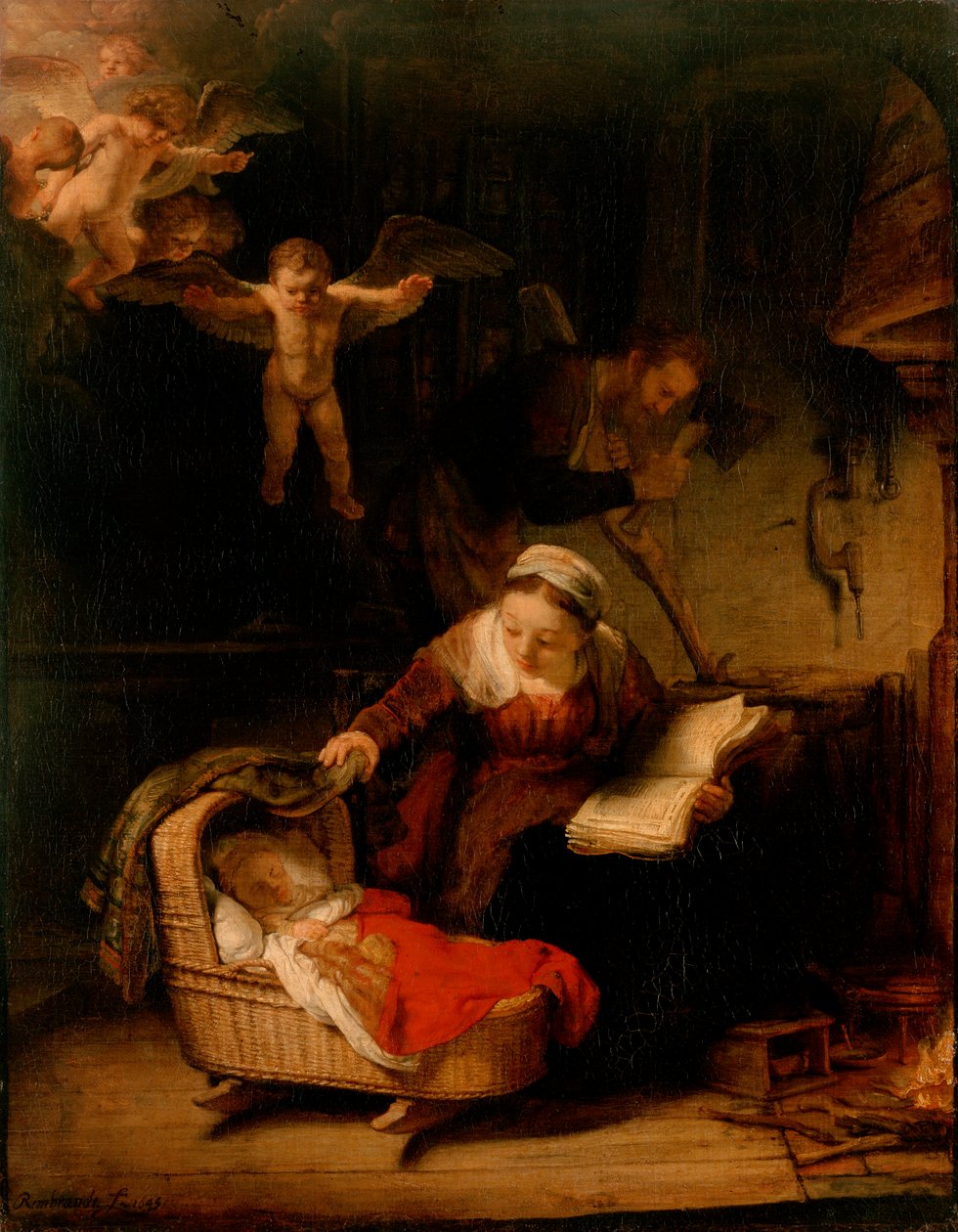 Die Heilige Familie mit Engeln von Rembrandt van Rijn