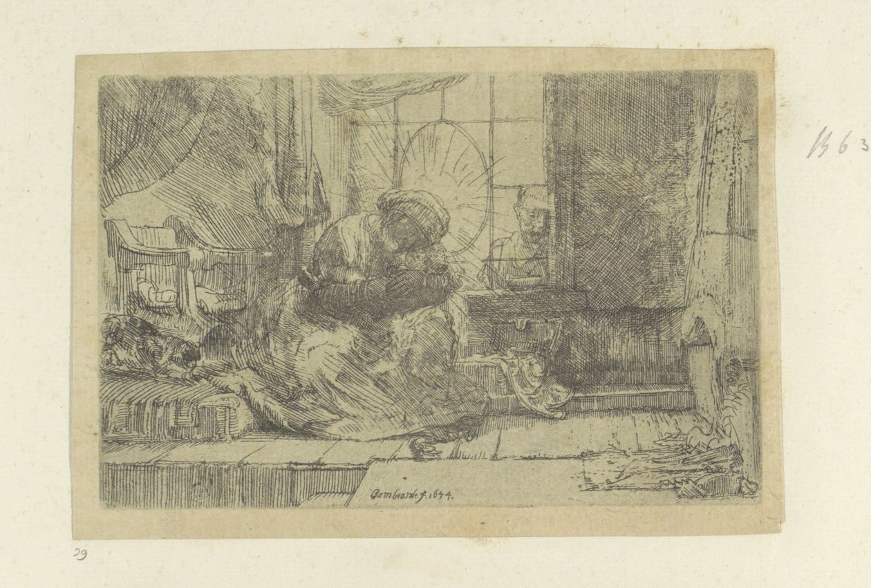 Die Heilige Familie mit der Katze und der Schlange von Rembrandt van Rijn