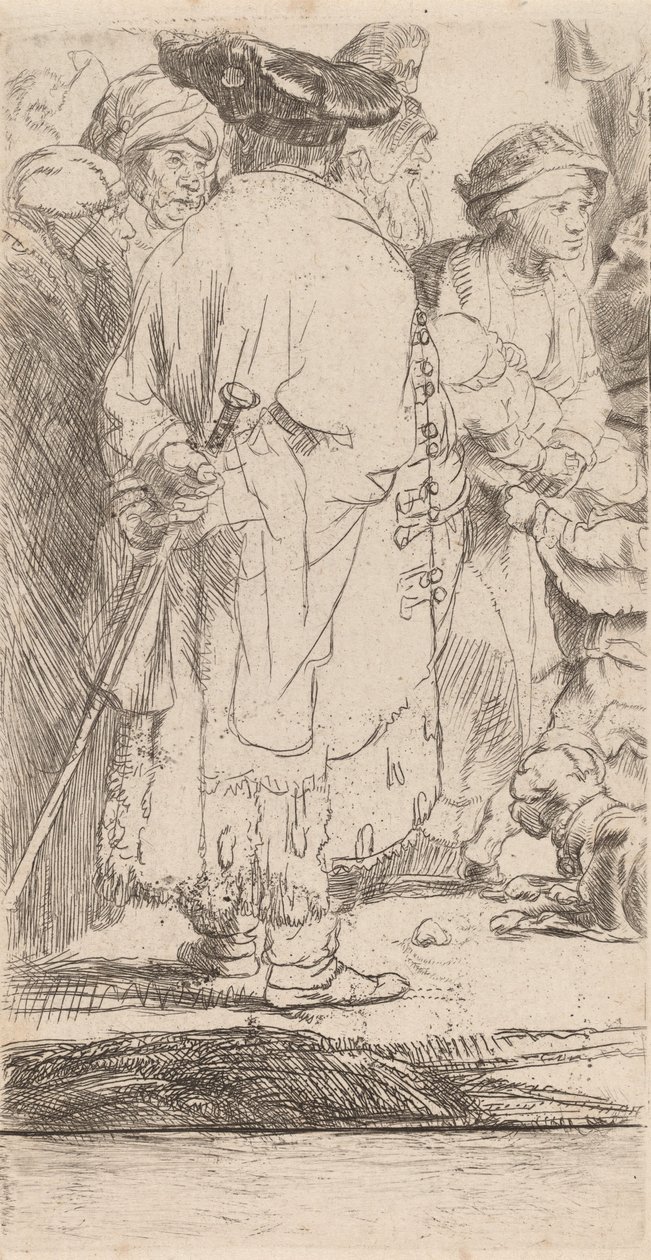 Der Mann mit einem Stock Fragment aus dem Hundert-Gulden-Blatt von Rembrandt van Rijn