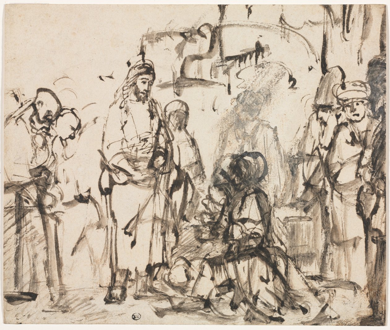 Die Begegnung Christi mit Martha und Maria nach dem Tod des Lazarus, um 1662-65 von Rembrandt van Rijn