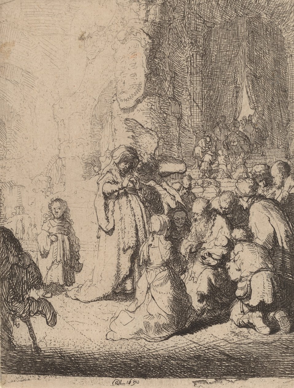 Die Darstellung im Tempel mit dem Engel: Kleine Platte von Rembrandt van Rijn