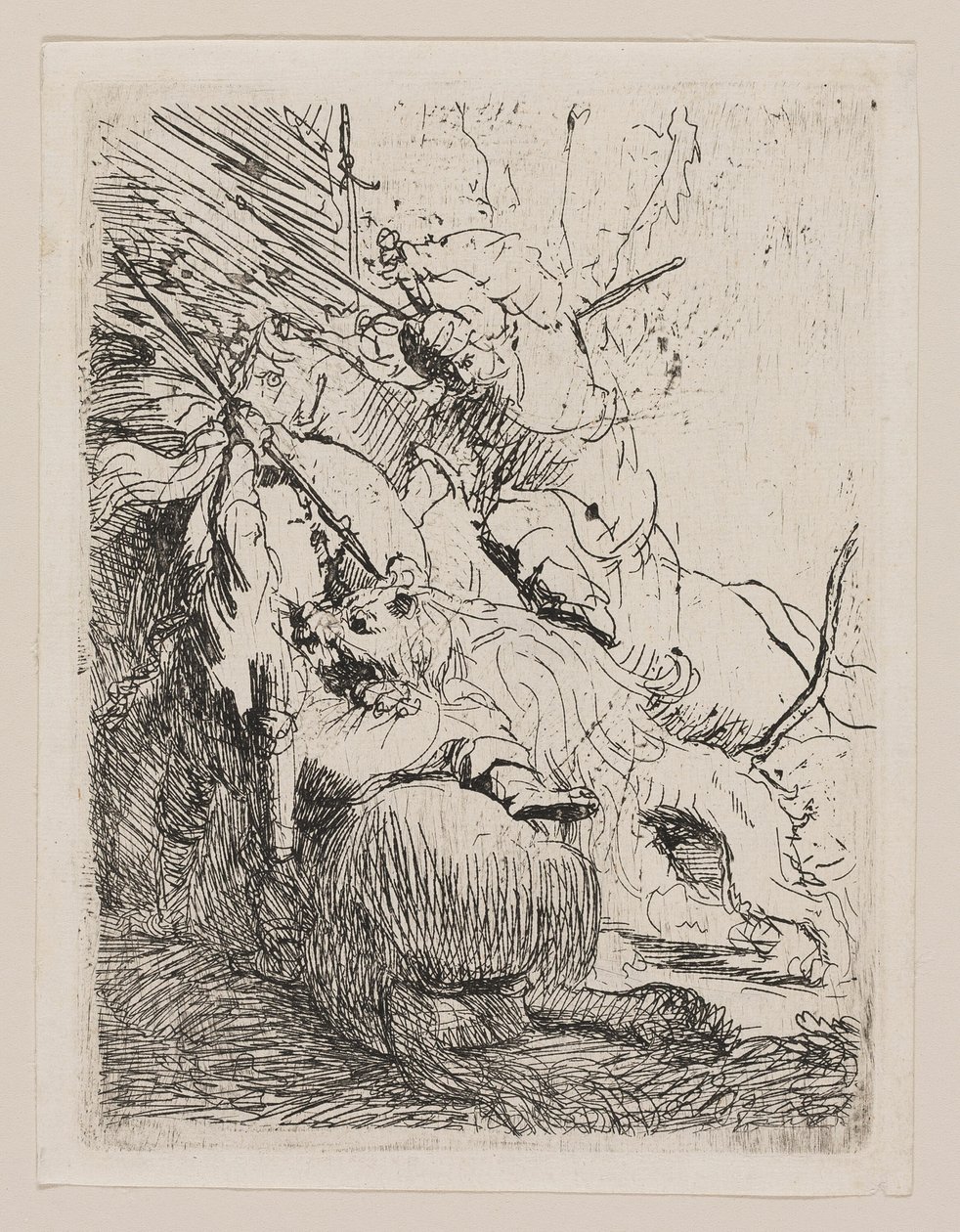Die kleine Löwenjagd (mit einem Löwen) von Rembrandt van Rijn