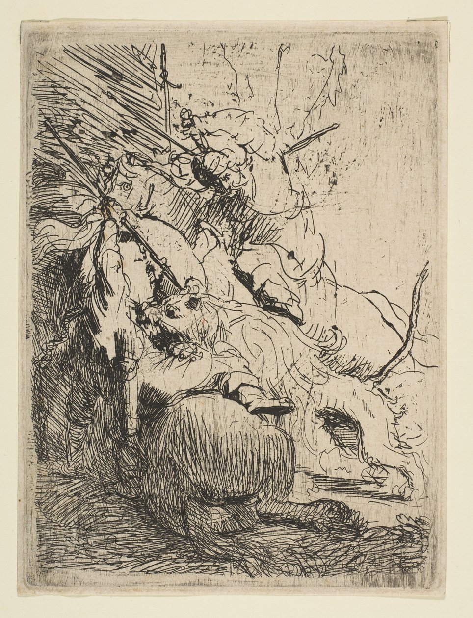 Die kleine Löwenjagd mit einem Löwen, ca. 1629 von Rembrandt van Rijn