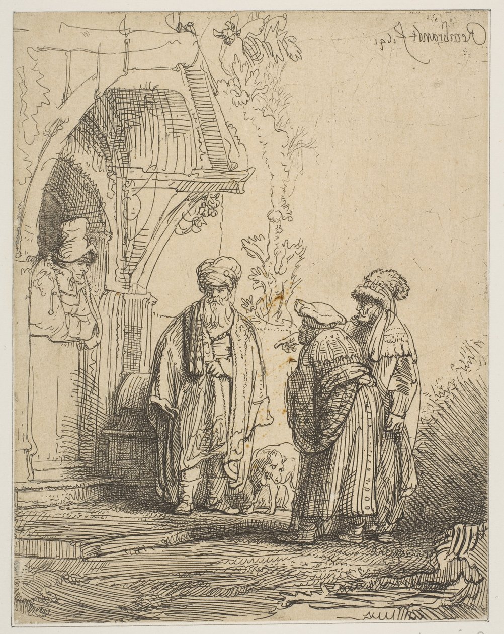 Drei orientalische Figuren: Jakob und Laban (1641) von Rembrandt van Rijn