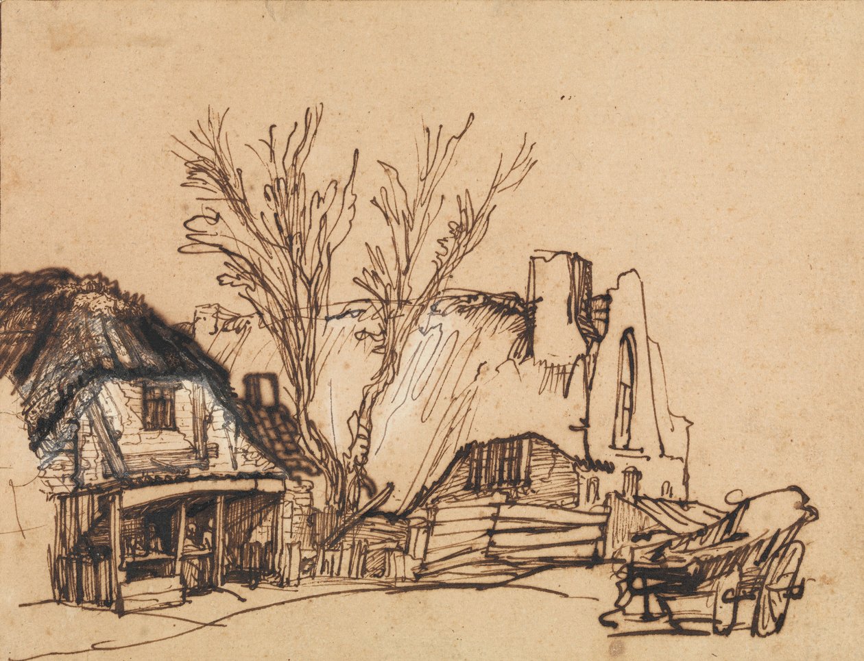 Zwei Hütten von Rembrandt van Rijn