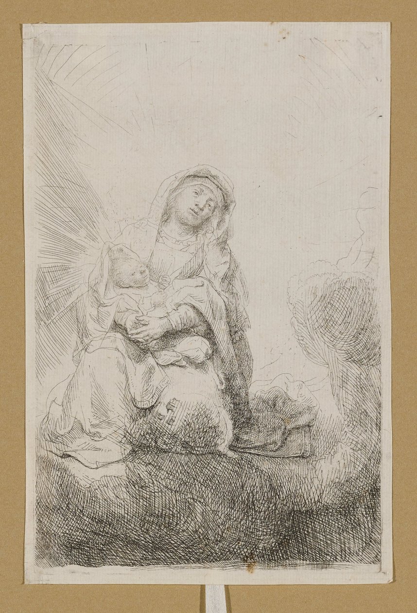 Jungfrau und Kind in den Wolken von Rembrandt van Rijn