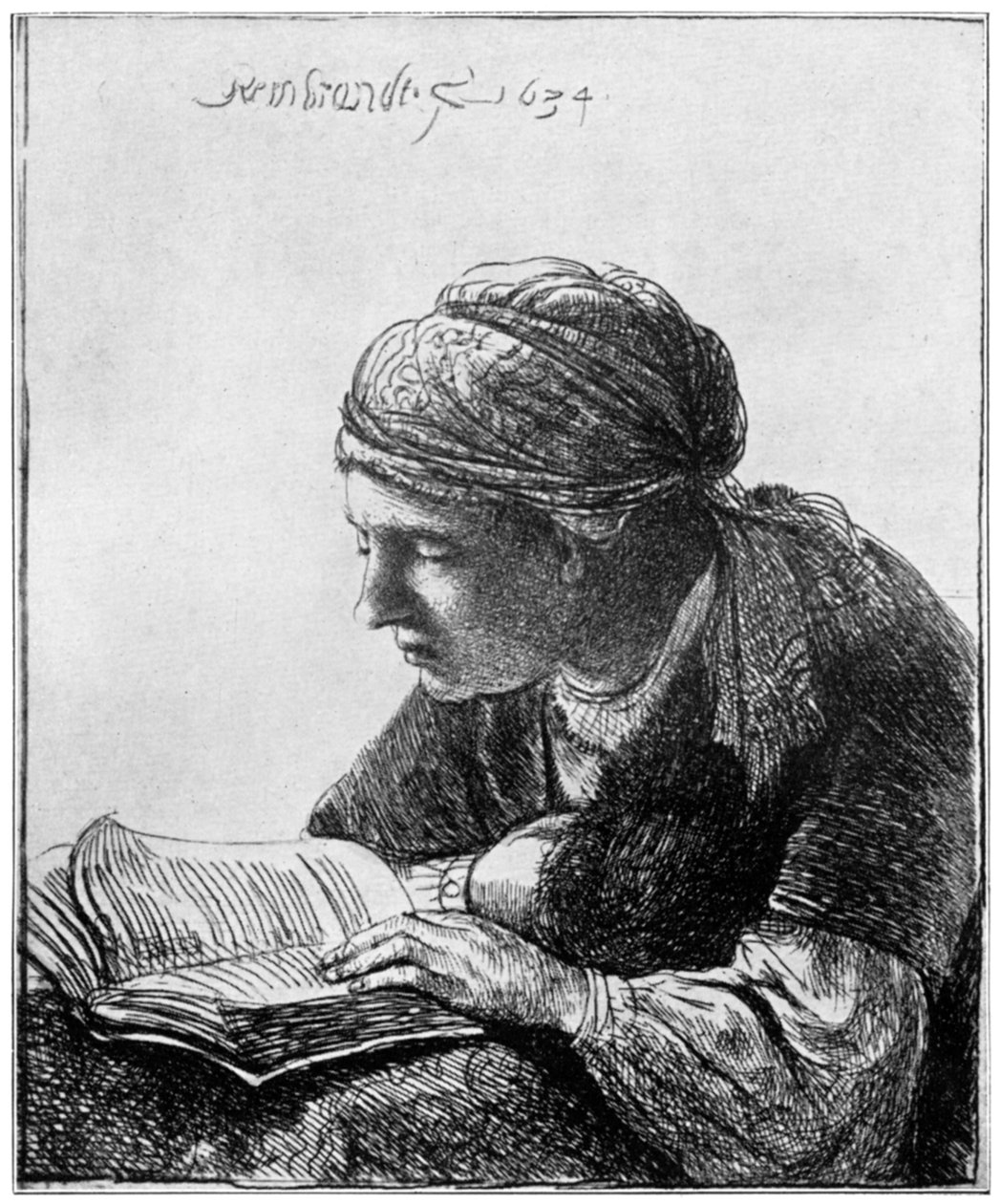 Frau beim Lesen, 1634, 1912 von Rembrandt van Rijn