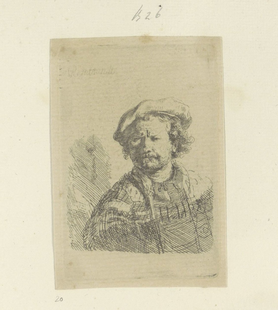Zelfportret met baret en bewerkte mantel von Rembrandt van Rijn