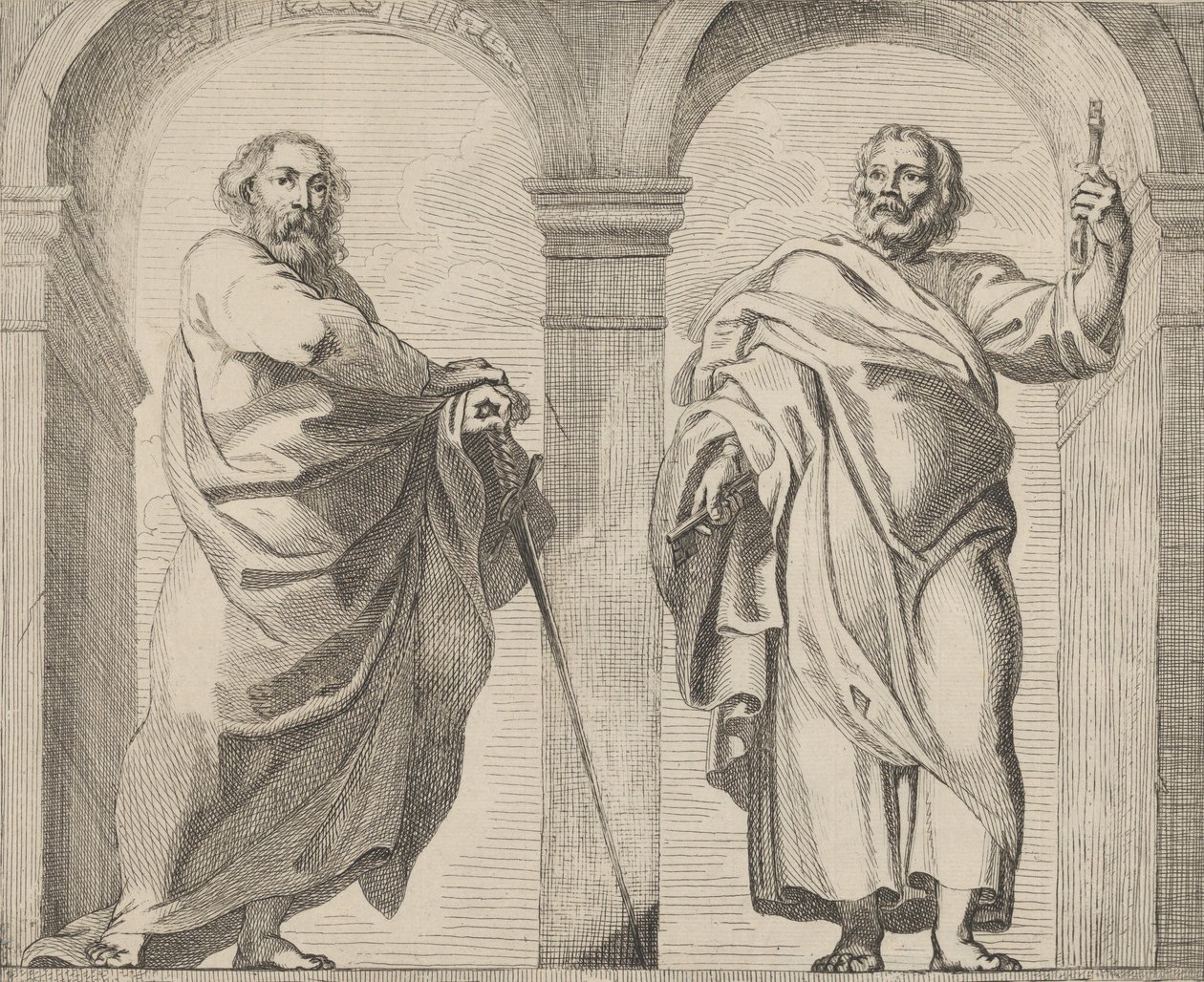 Heilige Peter und Paul in einem Vestibül, ca. 1630-80 von Remoldus Eynhoudts