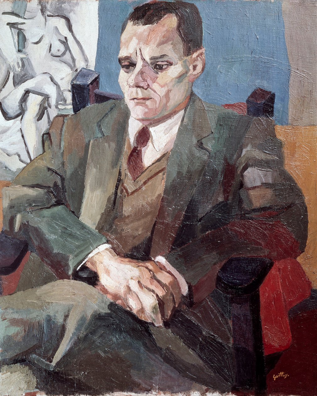 Porträt von Alberto Moravia (1907-1990), italienischer Schriftsteller von Renato Guttuso