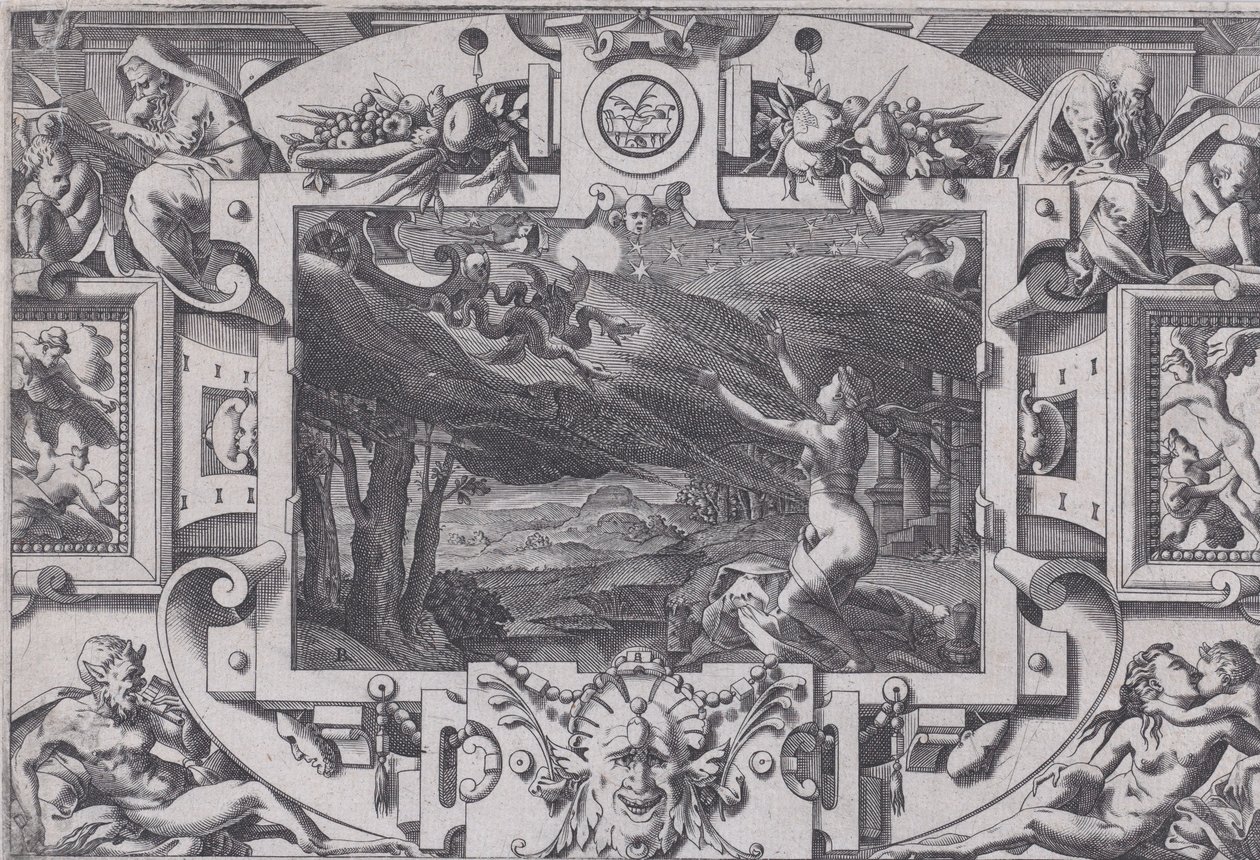 Medea und ihr von Drachen gezogener Wagen, 1563 von Rene Boyvin