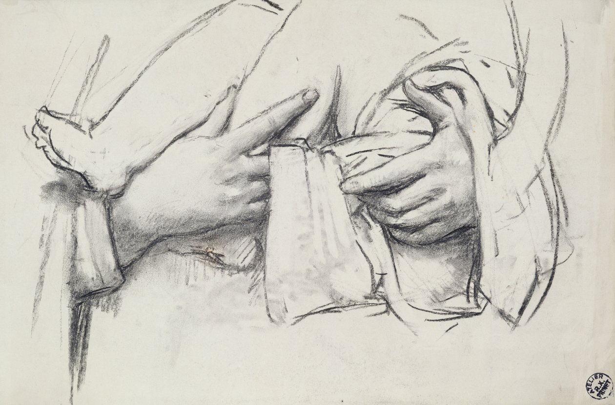 Studie der Hand für Unsere Liebe Frau von Morienval in Oise, Frankreich von René François Xavier Prinet