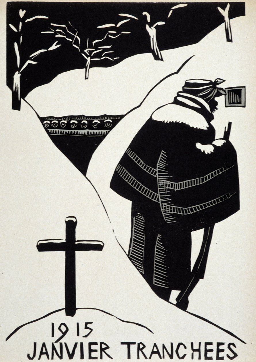 Januar 1915: die Schützengräben - aus „Calendar of War“, illustriert von Herman-Paul, Librairie Lutetia, Paris von Rene George Hermann Paul