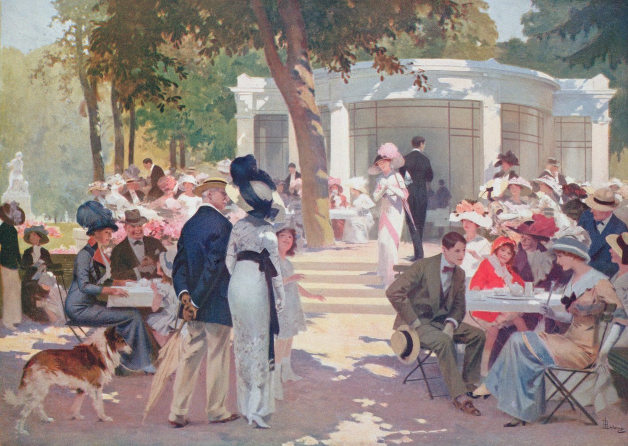 Die angenehme Stunde, Illustration für eine Broschüre über das Thermalbad in Vittel, Ende des 19. Jahrhunderts von Rene Lelong