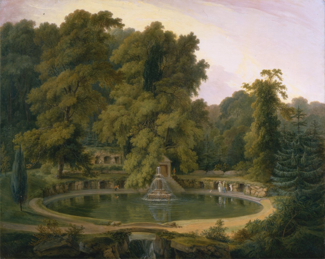 Tempel, Brunnen und Höhle im Sezincote Park von Rev. Edward Thomas Daniell