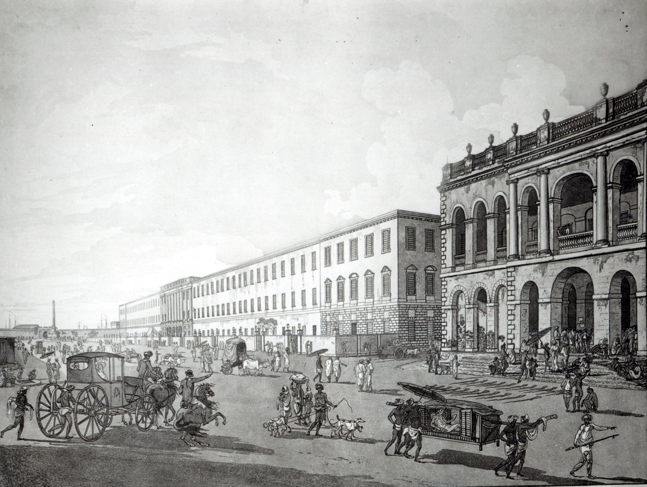 Das Bürgermeistergericht und das Schriftstellergebäude, Kalkutta, 1786 von Rev. Edward Thomas Daniell