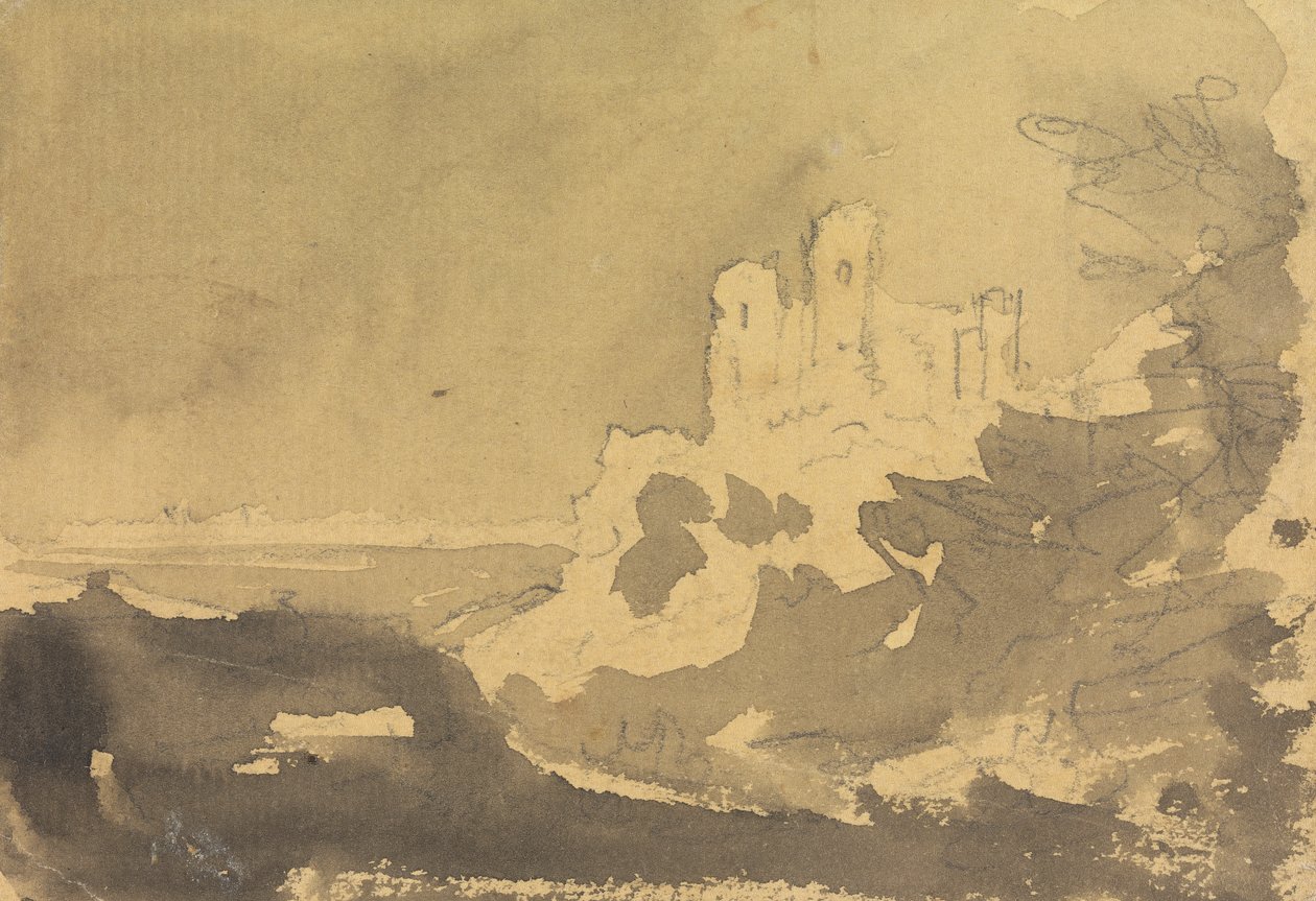 Eine Burg am Rand eines Sees von Rev. William Gilpin