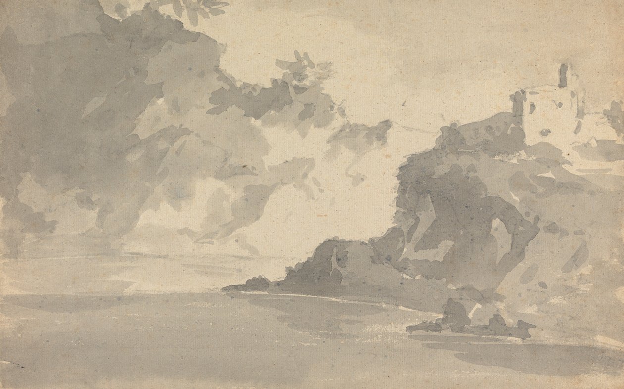 Skizze mit einer Burg auf einem Berggipfel von Rev. William Gilpin