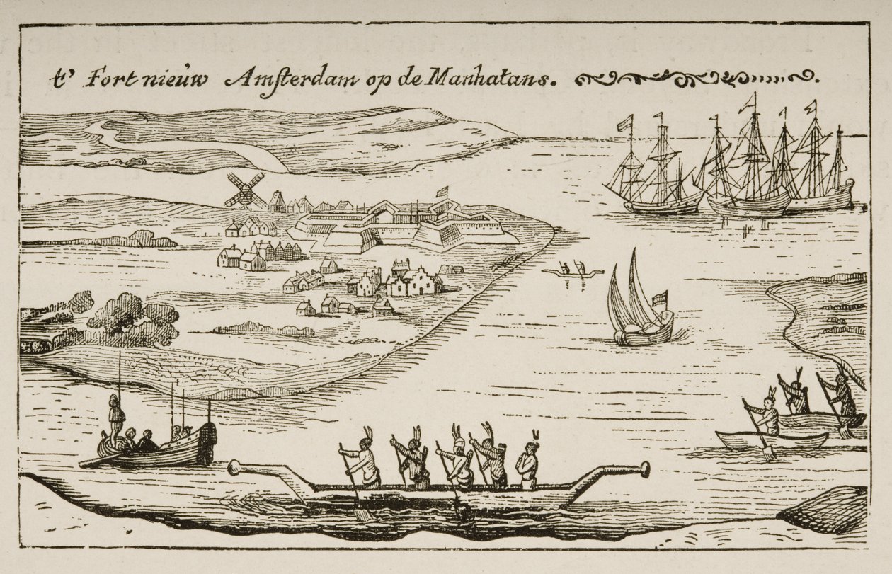 Fort und Siedlung von Neu-Amsterdam auf der Insel Manhattan in den 1620er Jahren, um 1880 von Reverend Samuel Manning