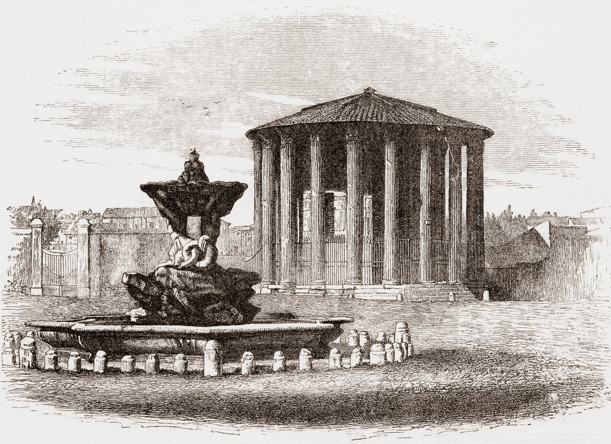 Tempel der Vesta, Forum Romanum, Rom, Italien im späten 19. Jahrhundert. Aus Italienische Bilder von Rev. Samuel Manning, veröffentlicht um 1890. von Reverend Samuel Manning