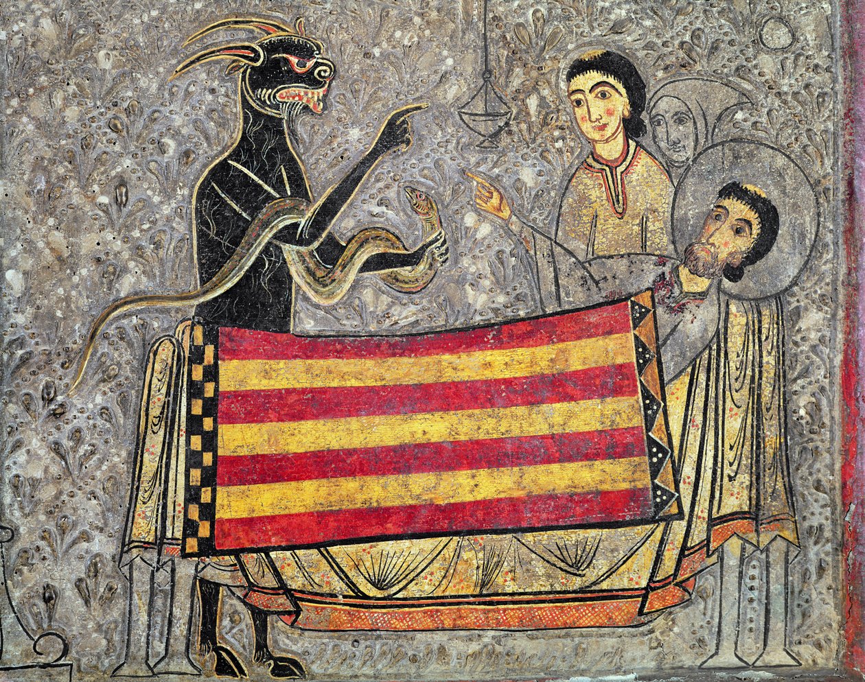 Der Tod des heiligen Martin von Tours, Detail von einem Altarfrontal aus der Kirche Saint Martin in Chia, 1150-1200 (Detail) von Ribagorça Workshop Johannes Pintor