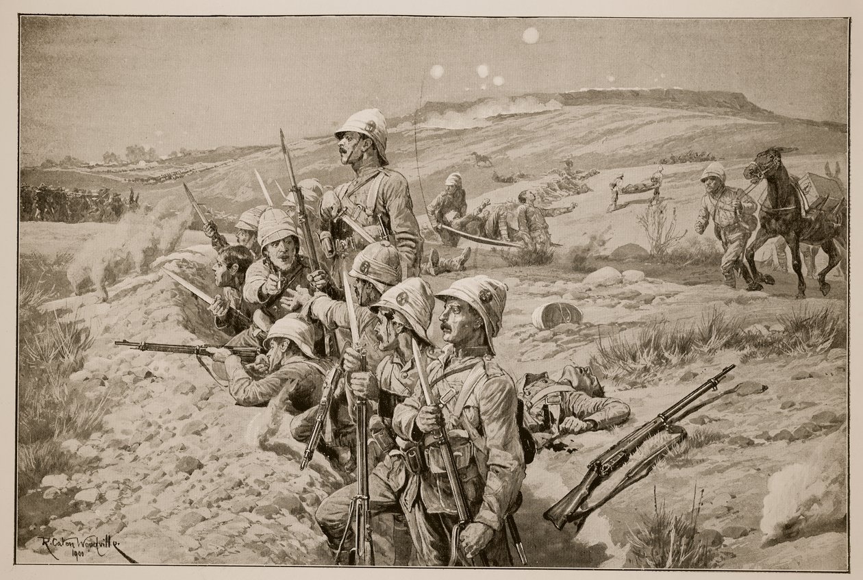 Bajonette fixieren! Abwehr eines Angriffs aus den Schützengräben um Ladysmith, 1900 von Richard Caton Woodville junior