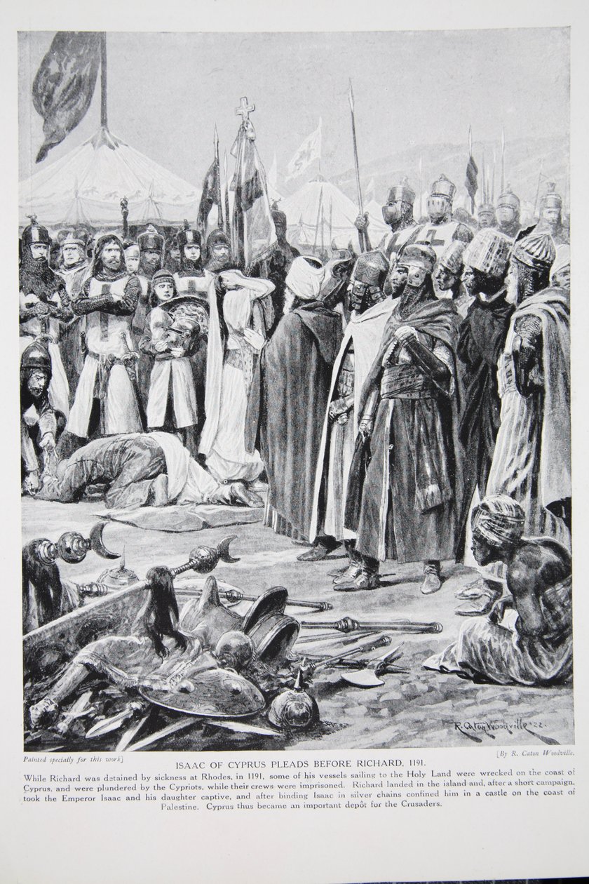 Isaak von Zypern fleht vor Richard, 1191, Illustration aus 