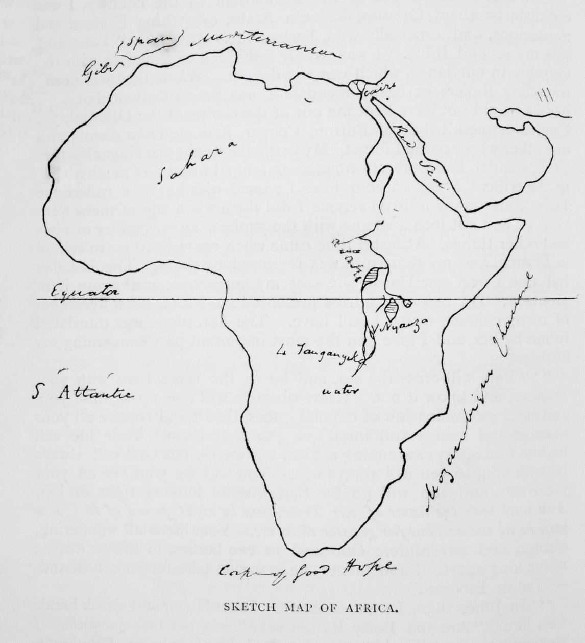 Skizzenkarte von Afrika, aus 