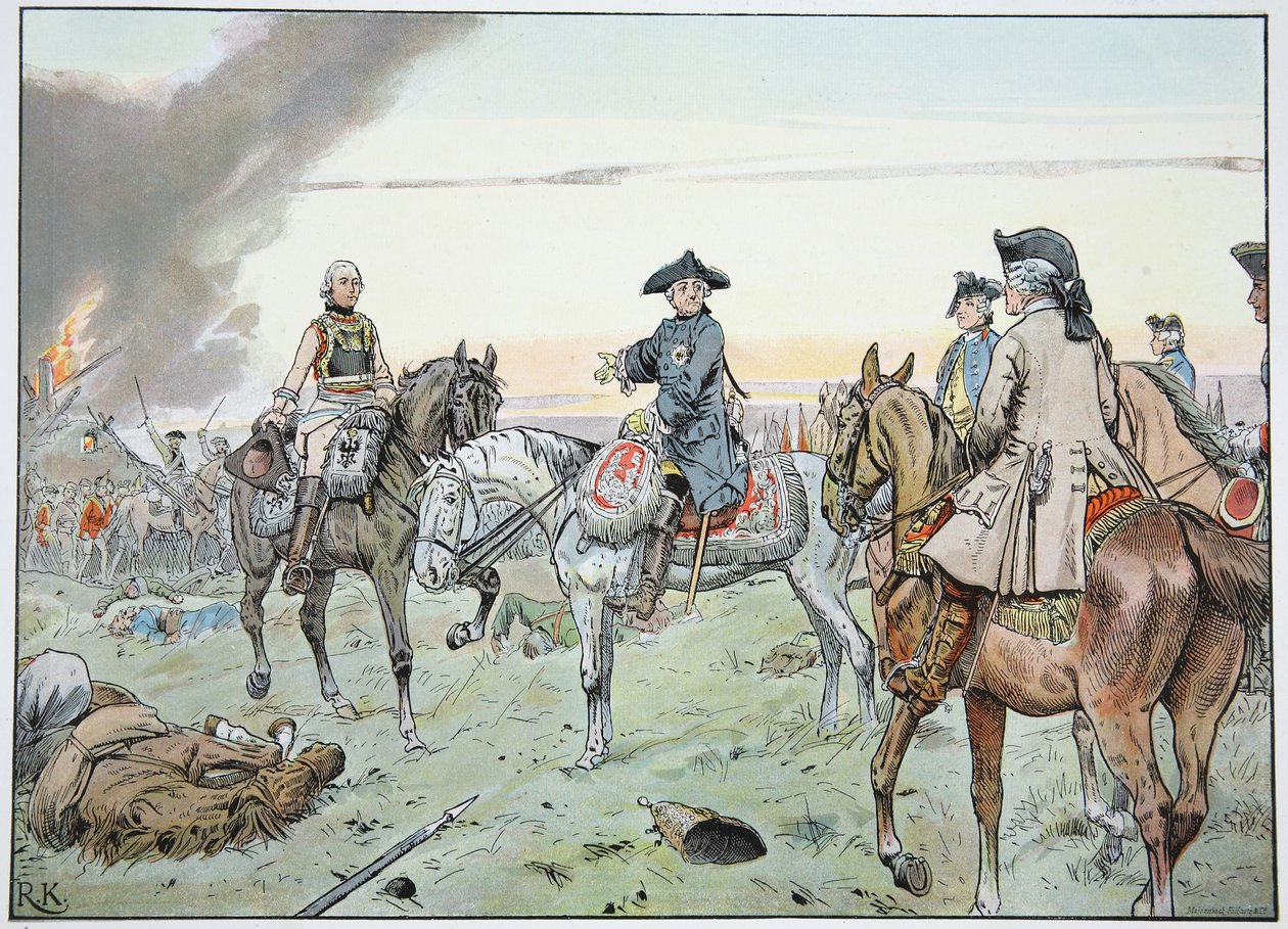 Friedrich und Seydlitz in der Schlacht von Zorndorf am 25. August 1758 von Richard Knoetel