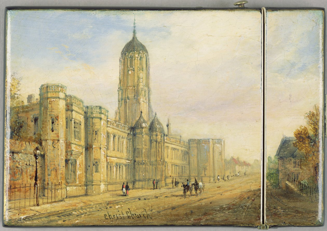 Viktorianisches Kartenetui mit einer Szene der Christ Church, Oxford und Tom Tower von Richard Phene and Benjamin W. Spiers