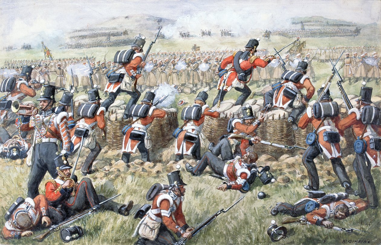 Das 23. Regiment der Royal Welsh Fusiliers in der Schlacht an der Alma am 20. September 1854 von Richard Simkin