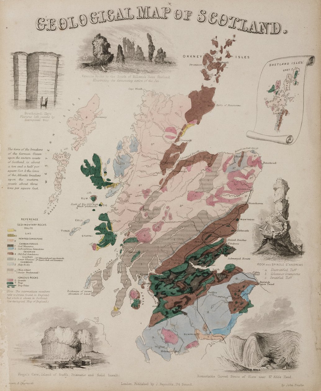 Geologische Karte von Schottland, ca. 1850er von John Pardon