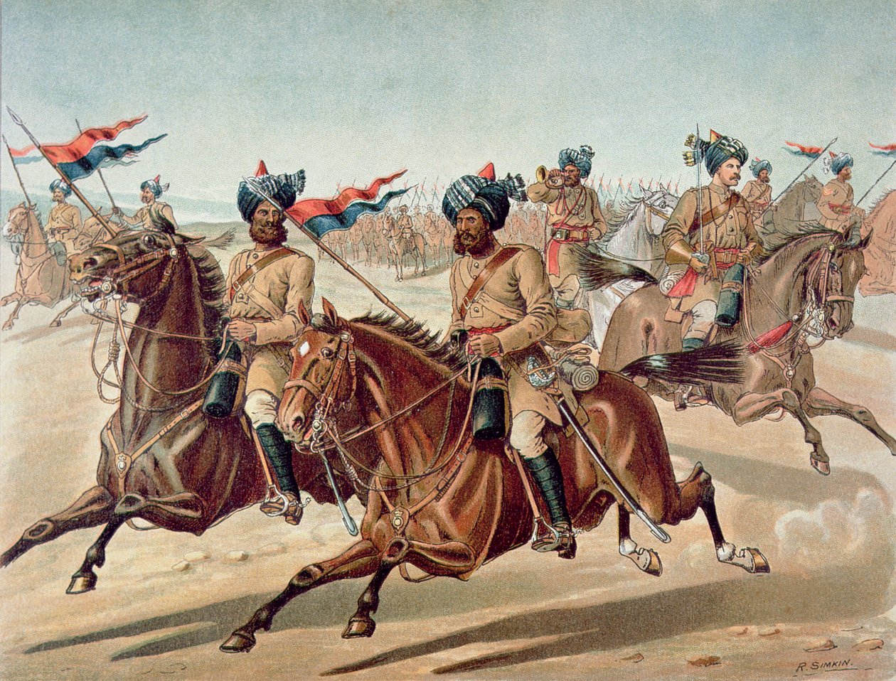 Späher der 10. Bengal Lancers (Feldservice-Kit), die anglo-indische Armee der 1880er Jahre von Richard (after) Simkin