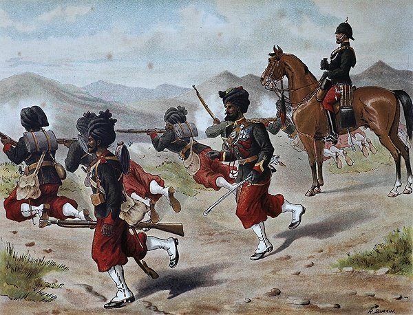 Das 20. Bombay Native Infantry Feldfeuer (Marschordnung), Anglo-Indische Armee der 1880er Jahre von Richard (after) Simkin