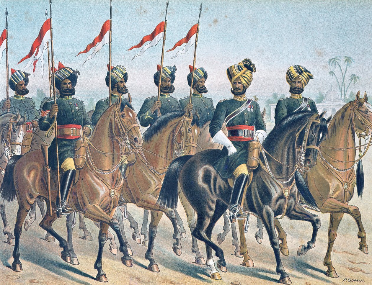 Die 2. Bombay Lancers, Paradeuniform, Anglo-Indische Armee der 1880er Jahre von Richard (after) Simkin