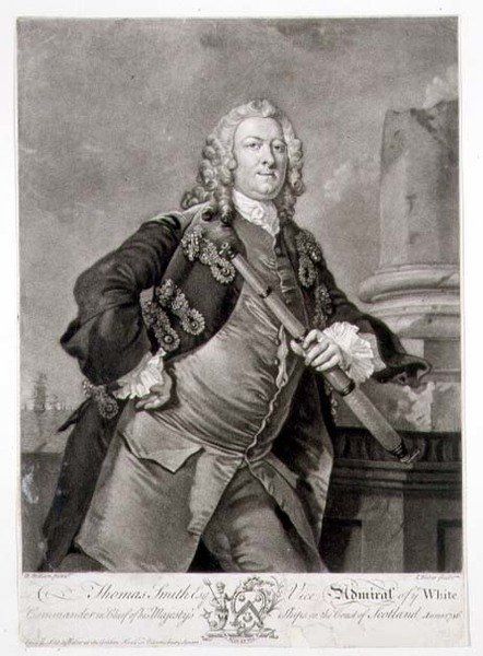 Porträt von Admiral Thomas Smith, Vizeadmiral der Weißen Flotte, graviert von John Faber 1746 von Richard (after) Wilson
