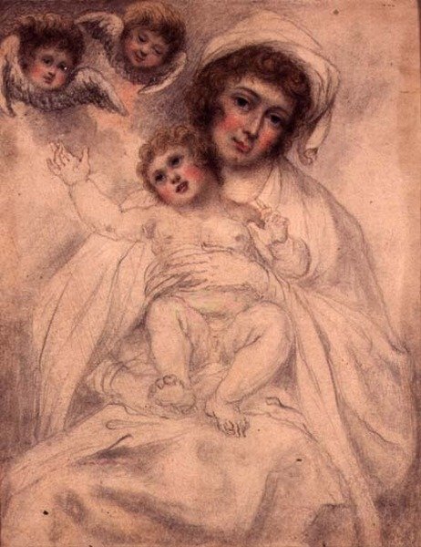 Mutter und Kind mit Engeln, ca. 1790 von Richard (attr. to) Cosway