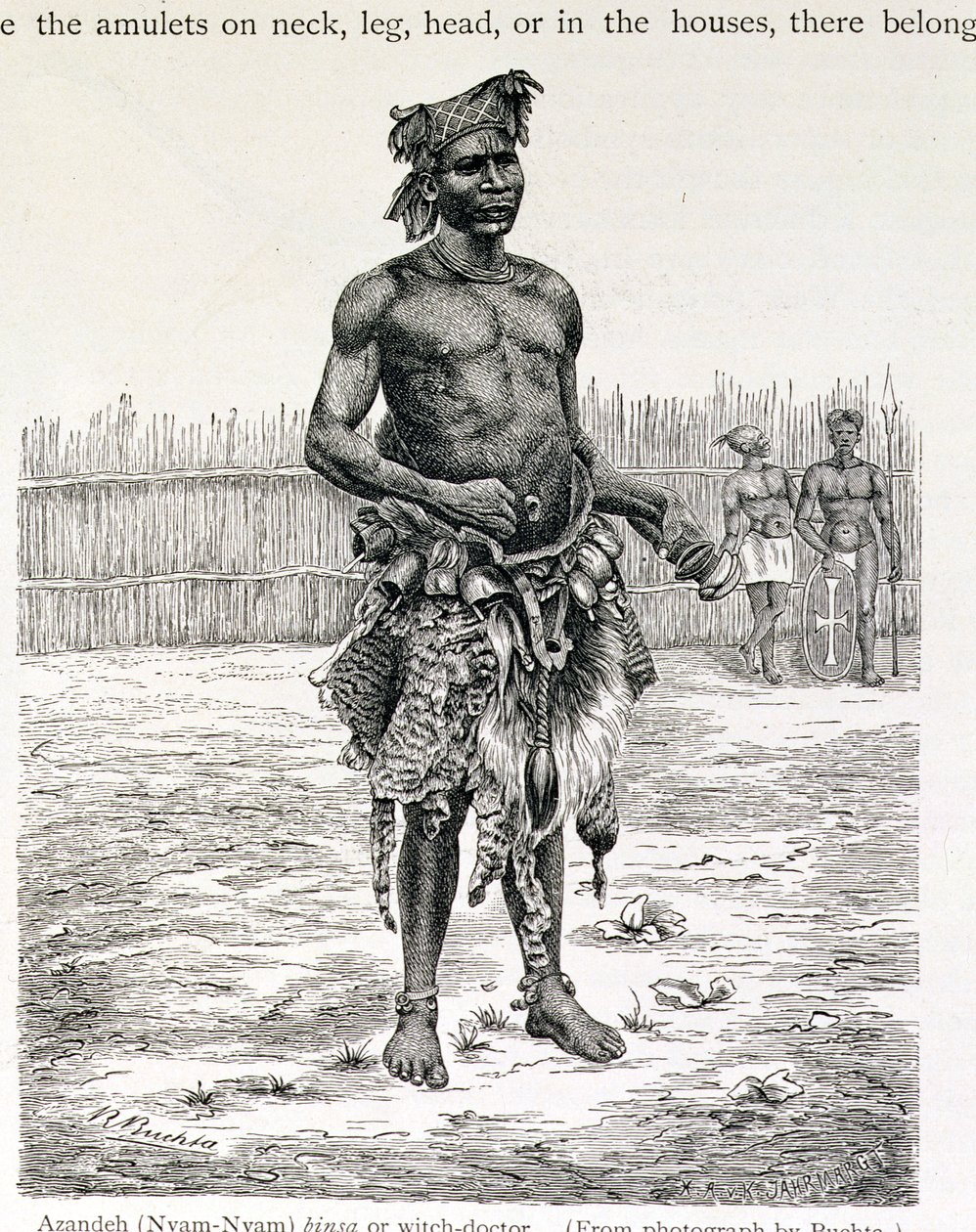 Azandeh (Nyam-Nyam) Binsa oder Hexendoktor, gestochen von Jahrmargt, aus 