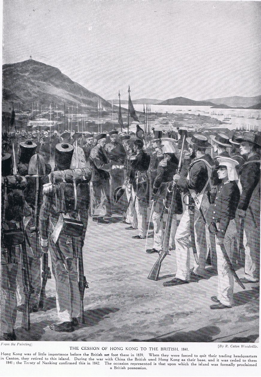 Die Abtretung von Hongkong an die Briten, 1841, Illustration aus 
