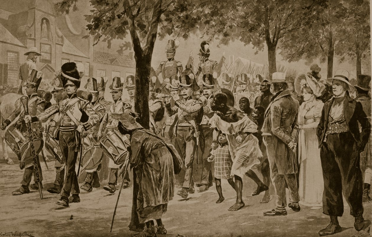 Britische Truppen marschieren in Kapstadt ein, 1814, Illustration aus 