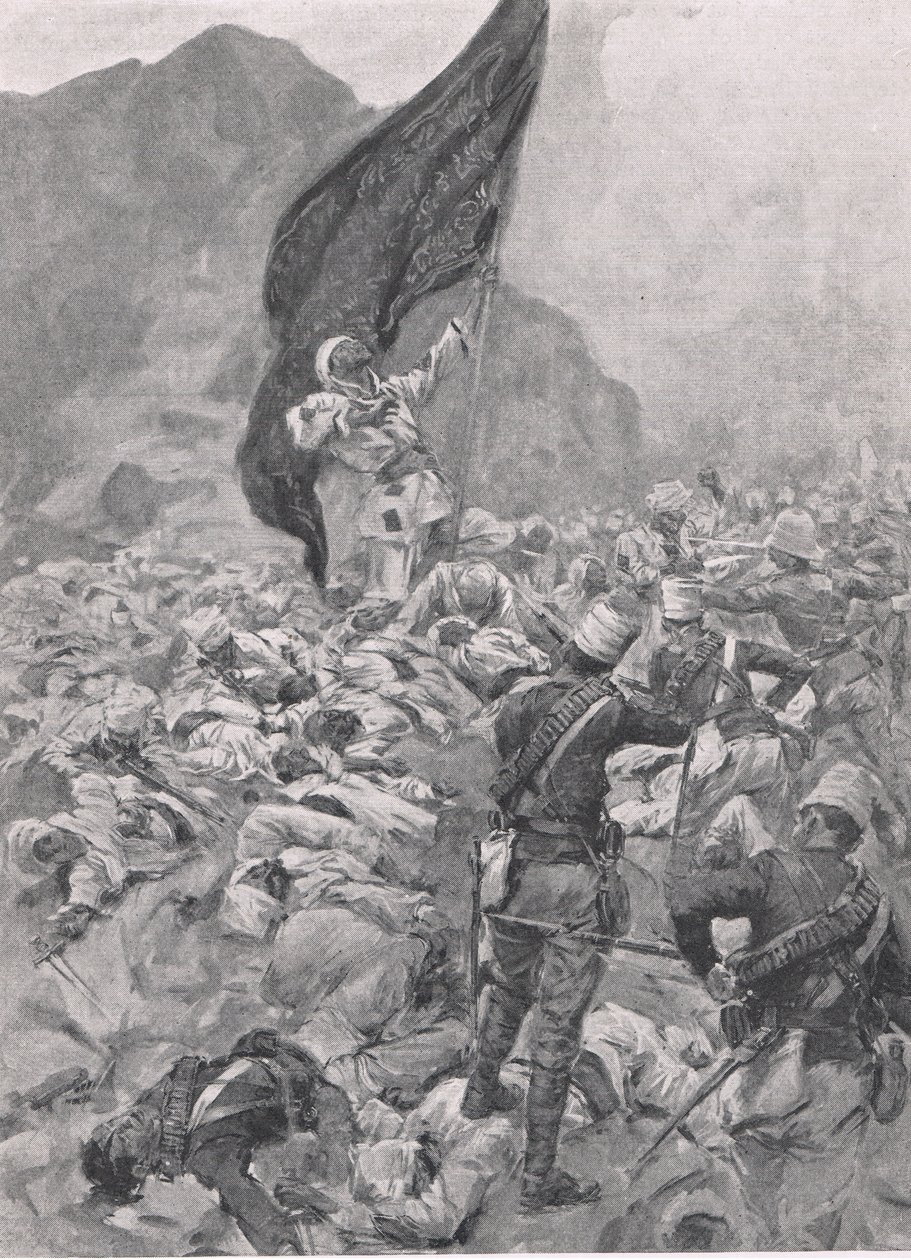 Omdurman: Der letzte Träger der schwarzen Flagge, 2. September 1898, Illustration aus Britische Schlachten zu Land und zu Wasser, 1915 von Richard Caton Woodville junior