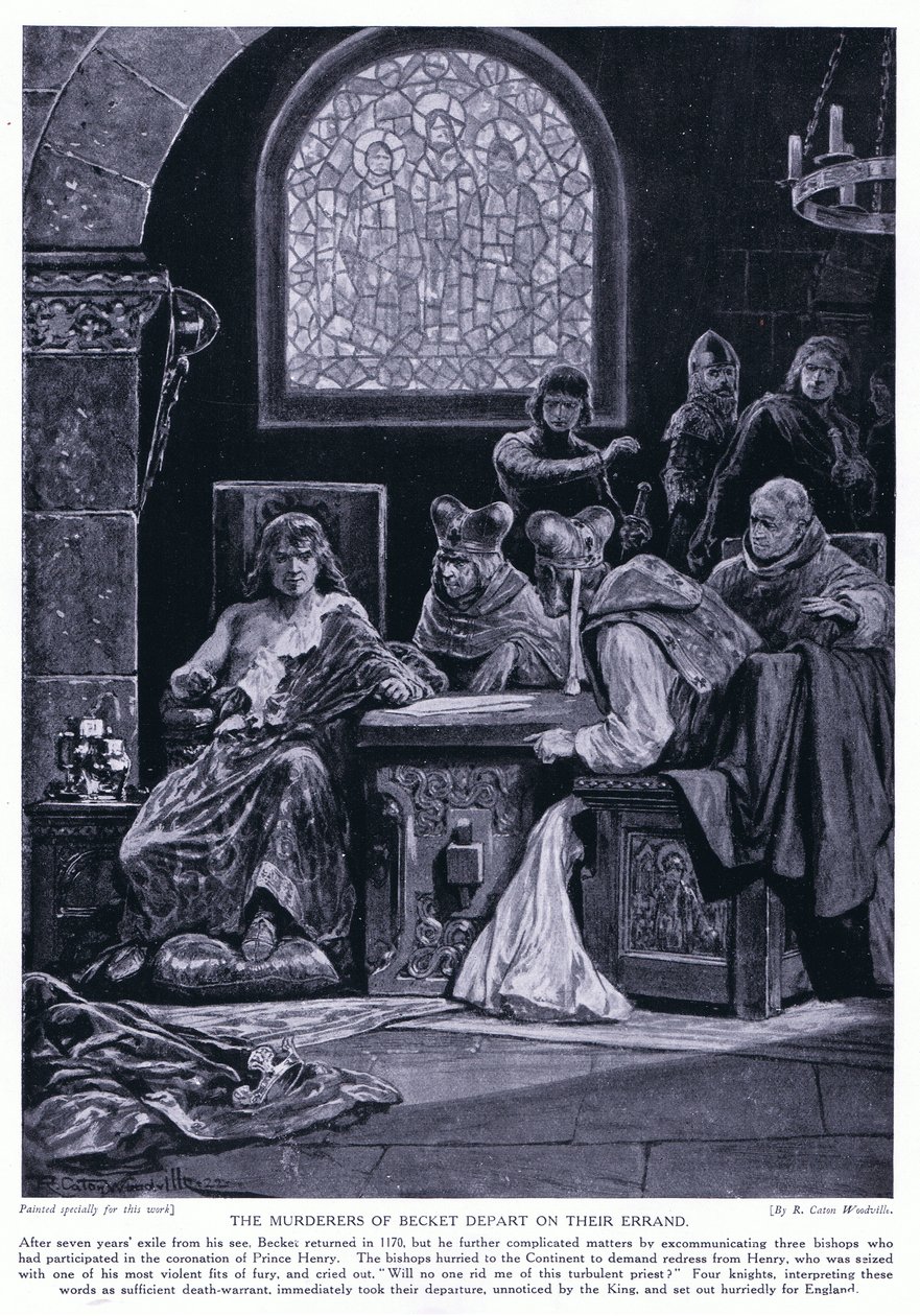Die Mörder von Becket brechen zu ihrem Auftrag auf, 1920er Jahre von Richard Caton Woodville junior